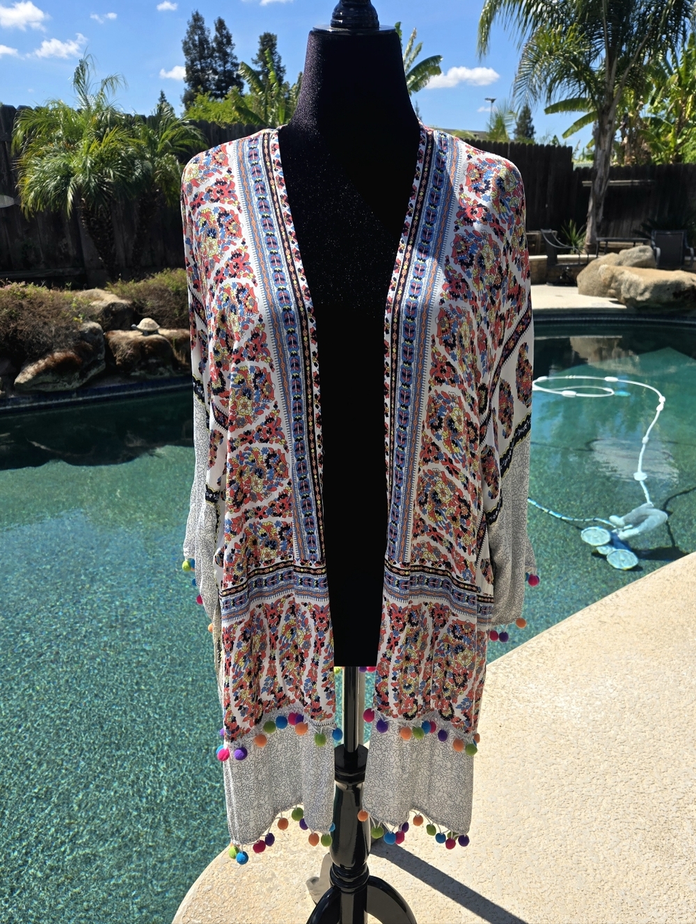 Boho Kimono Top Swimsuit Coverup Bohemian Plus Size - Picture 3 of 10